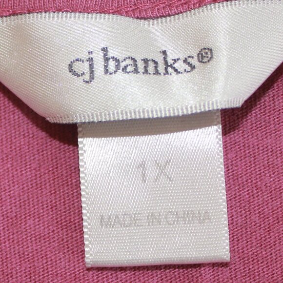 #332 CJ Banks Pink Dressy Tank with Embellished Neckline Size 1X - Picture 8 of 10